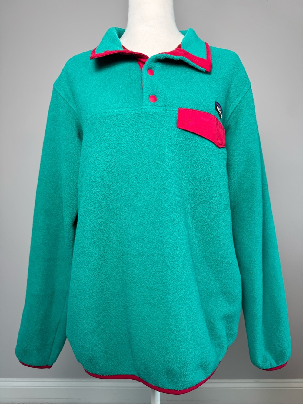 Patagonia Synchilla Snap T Fleece Pullover Sweater Women’s M Teal Pink